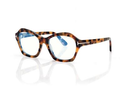 TOM FORD  STRIPED BLACK HAVANA BLUE BLOCK GEOMETRIC OPTICALS