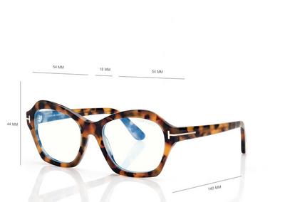 TOM FORD  STRIPED BLACK HAVANA BLUE BLOCK GEOMETRIC OPTICALS