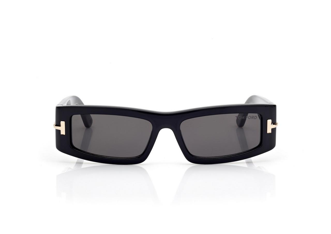 TOM FORD  BLACK ICON RECTANGULAR ACETATE SUNGLASSES