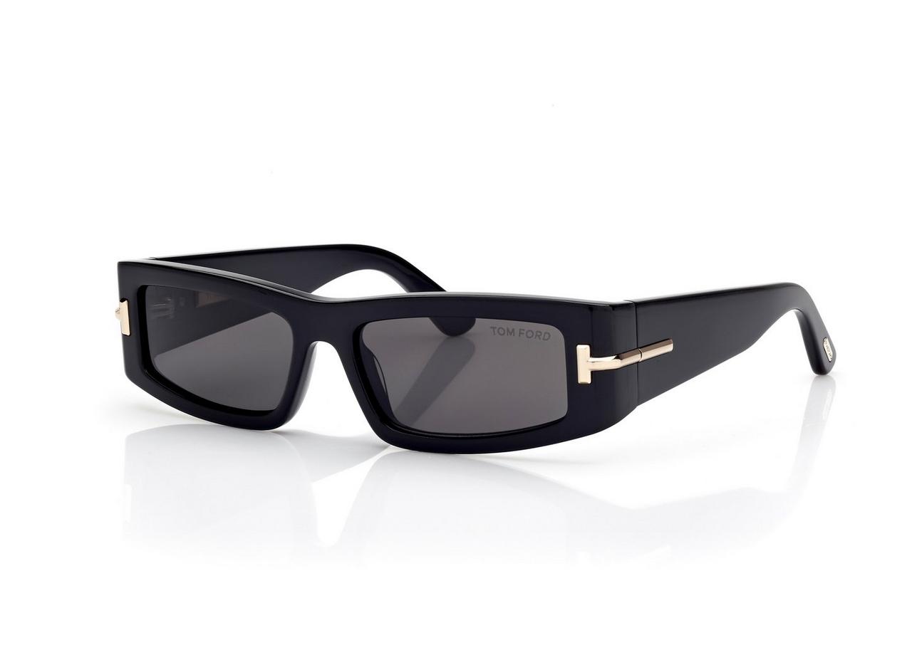 TOM FORD  BLACK ICON RECTANGULAR ACETATE SUNGLASSES