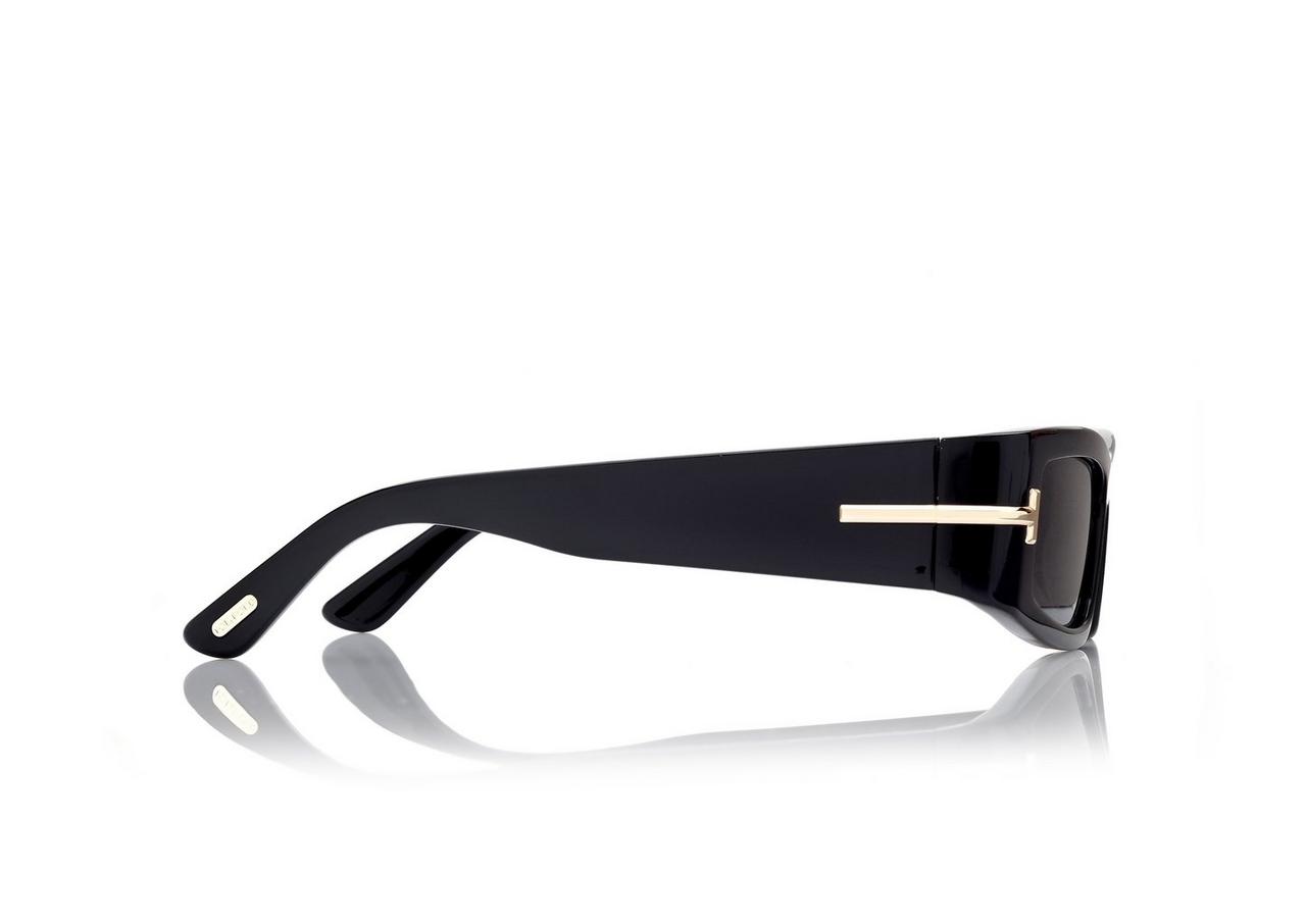 TOM FORD  BLACK ICON RECTANGULAR ACETATE SUNGLASSES