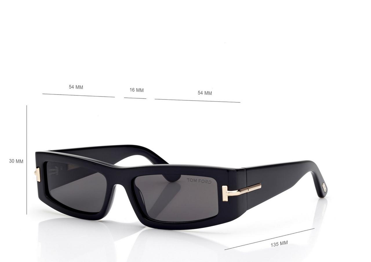 TOM FORD  BLACK ICON RECTANGULAR ACETATE SUNGLASSES