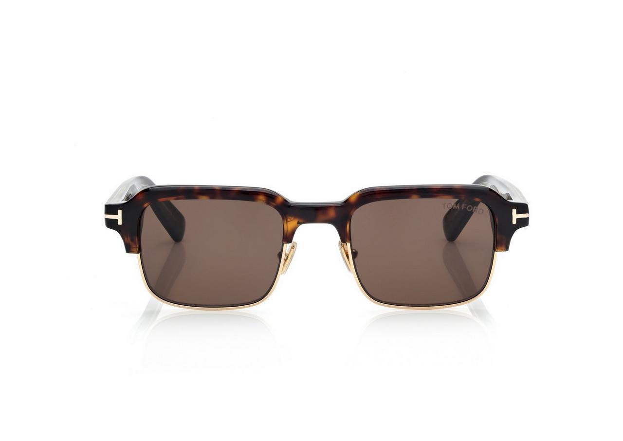 TOM FORD  DARK HAVANA ICON BROWLINE SUNGLASSES