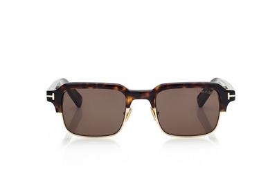 TOM FORD  DARK HAVANA ICON BROWLINE SUNGLASSES