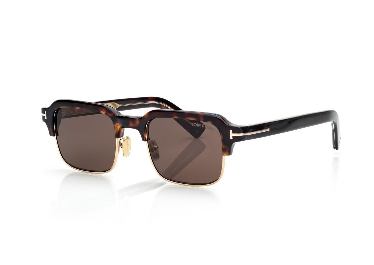 TOM FORD  DARK HAVANA ICON BROWLINE SUNGLASSES