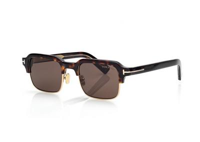 TOM FORD  DARK HAVANA ICON BROWLINE SUNGLASSES