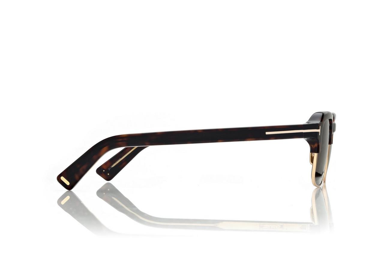 TOM FORD  DARK HAVANA ICON BROWLINE SUNGLASSES