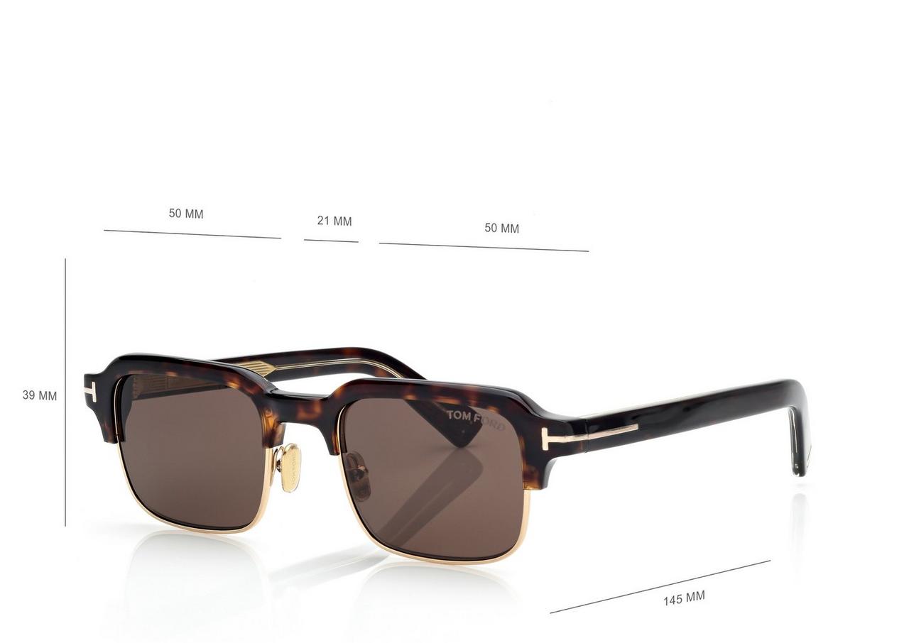 TOM FORD  DARK HAVANA ICON BROWLINE SUNGLASSES