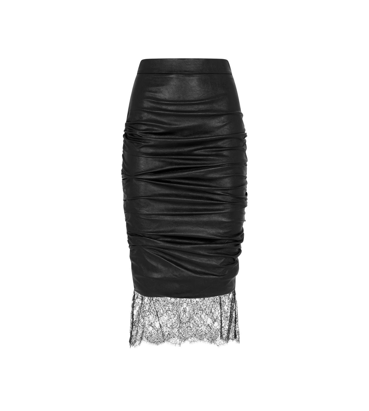 FAUX LEATHER RUCHED SKIRT image number 0