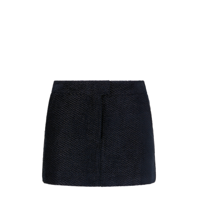 METALLIC SILK BLEND BOUCLE' TAILORED MINI SKIRT image number 0