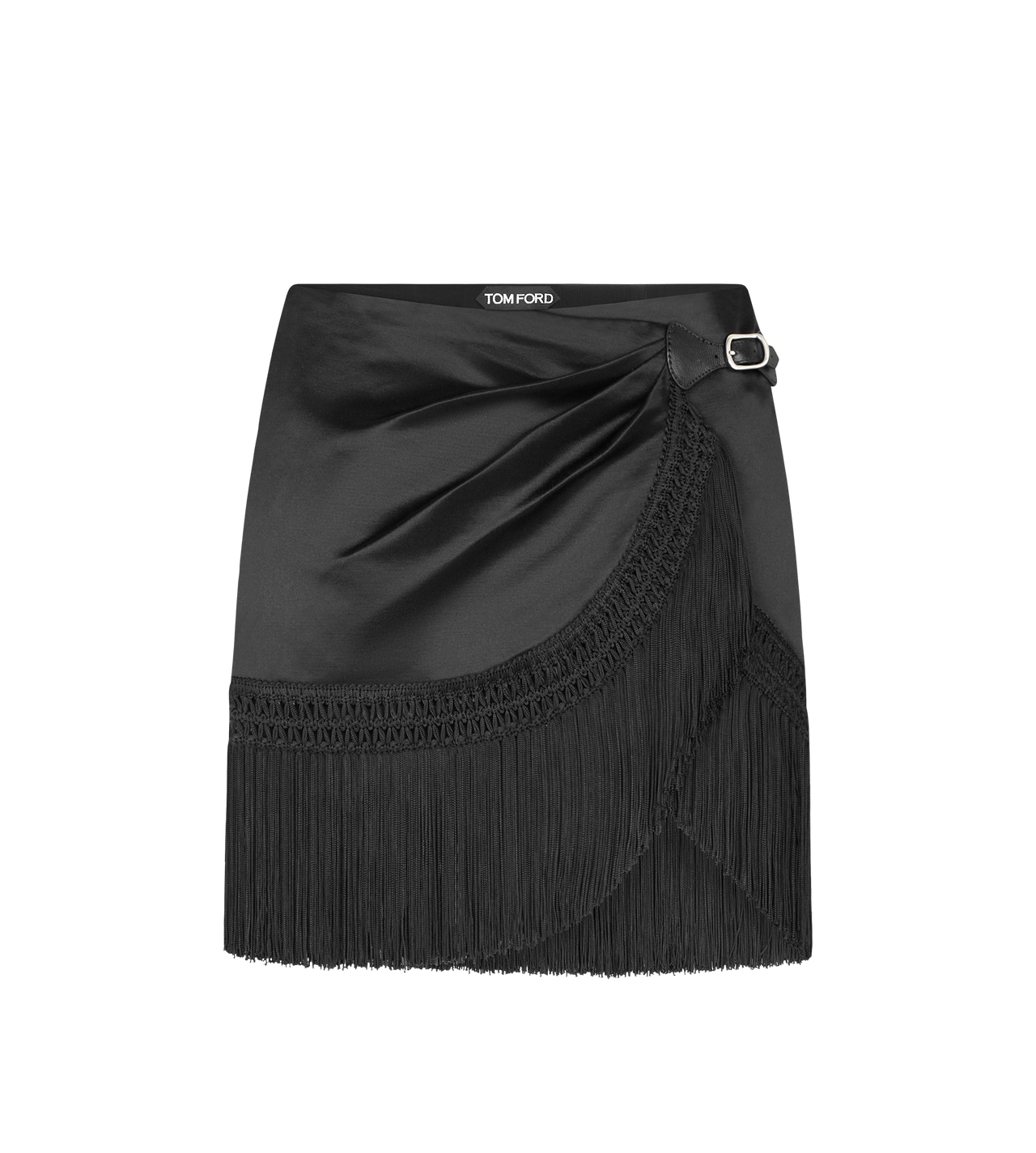WRAP MINI SKIRT WITH LEATHER DETAIL AND FRINGES image number 0