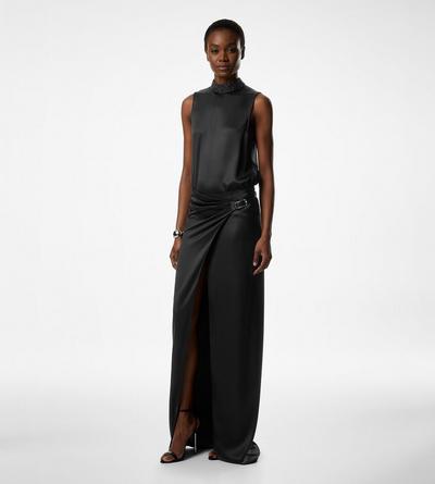 WRAP MAXI SKIRT WITH LEATHER BELT image number 1