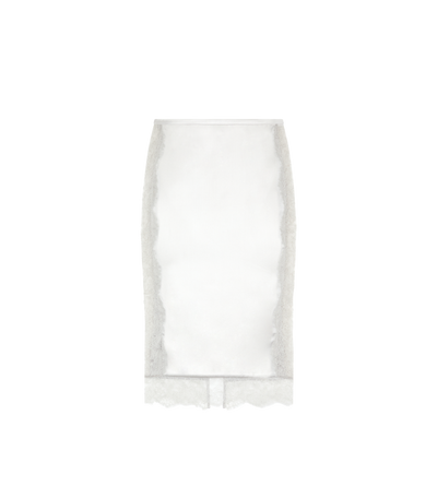 KNEE-LENGTH SKIRT WITH LACE INSERTS image number 0