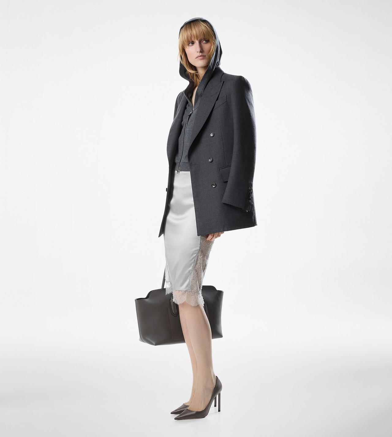 KNEE-LENGTH SKIRT WITH LACE INSERTS image number 2
