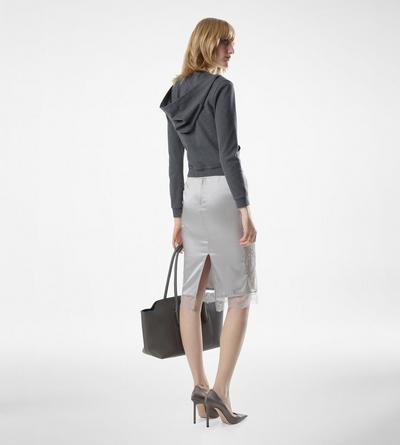 KNEE-LENGTH SKIRT WITH LACE INSERTS image number 3