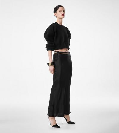 SILK SATIN ANKLE LENGTH BIAS SKIRT image number 2