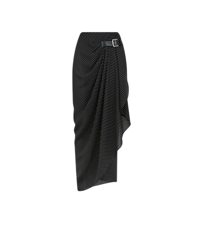POLKA DOT SILK SABLE WRAP SKIRT WITH LEATHER DETAIL image number 0
