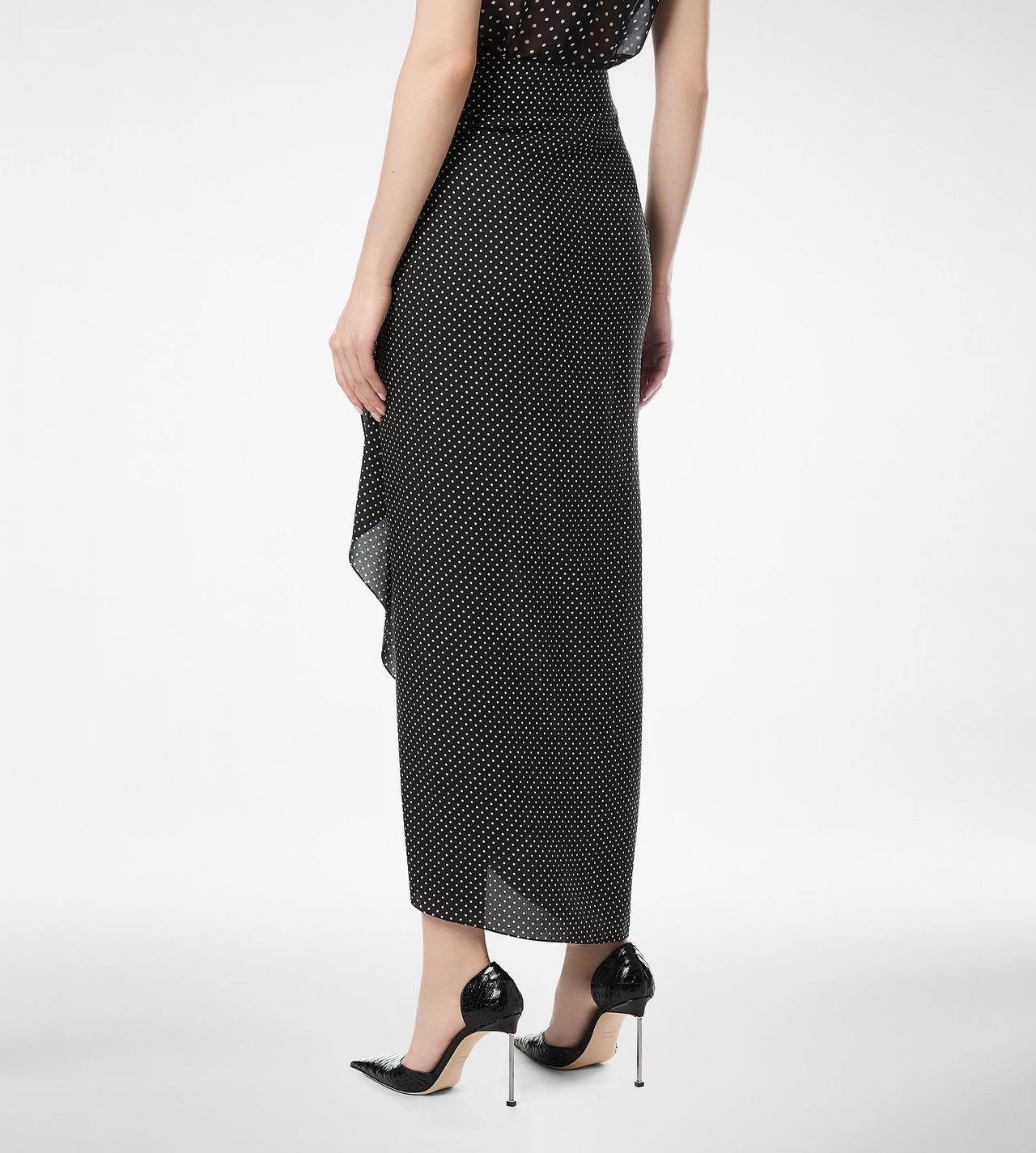 POLKA DOT SILK SABLE WRAP SKIRT WITH LEATHER DETAIL image number 4