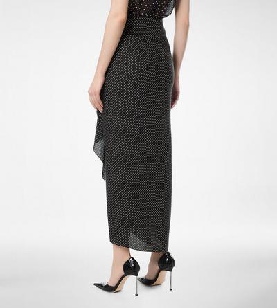 POLKA DOT SILK SABLE WRAP SKIRT WITH LEATHER DETAIL image number 4