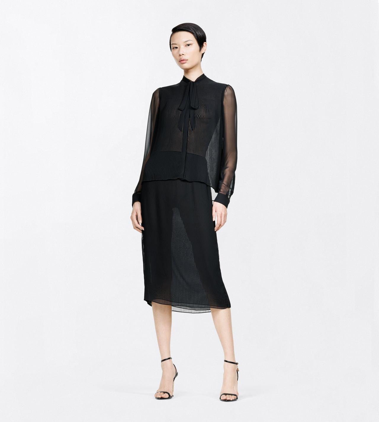 TOM FORD  BLACK CHIFFON MICRO PLISS&Eacute; SKIRT