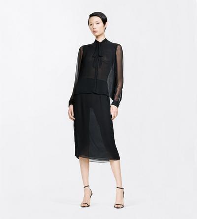 TOM FORD  BLACK CHIFFON MICRO PLISS&Eacute; SKIRT