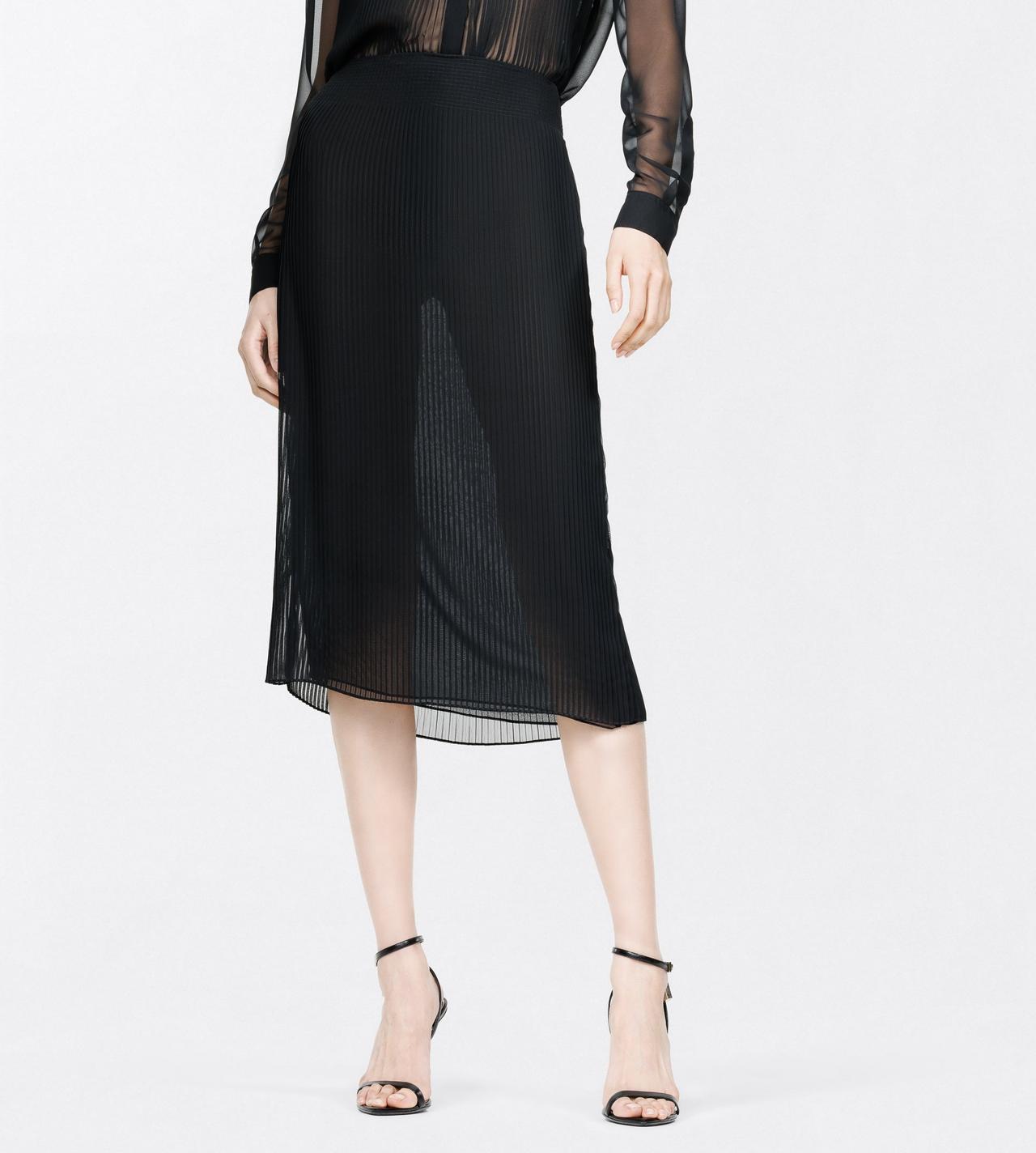 TOM FORD  BLACK CHIFFON MICRO PLISS&Eacute; SKIRT