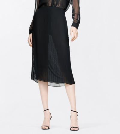 TOM FORD  BLACK CHIFFON MICRO PLISS&Eacute; SKIRT