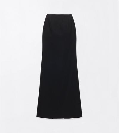 TOM FORD SILK BLACK SILK CREPE HIGH WAIST FLOOR LENGTH FITTED SKIRT