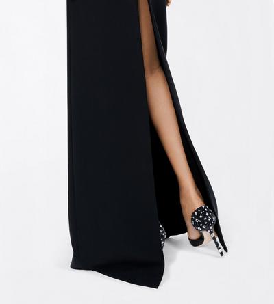 TOM FORD SILK BLACK SILK CREPE HIGH WAIST FLOOR LENGTH FITTED SKIRT