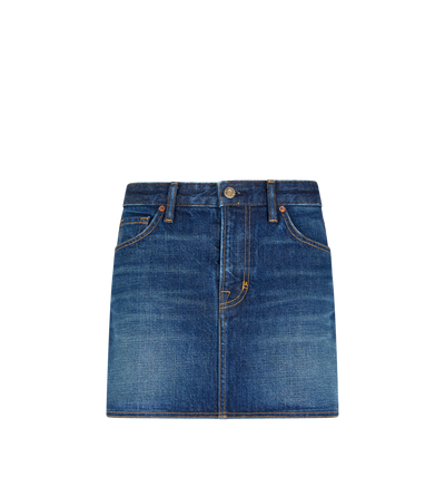 STONE WASHED DENIM MINI SKIRT image number 0