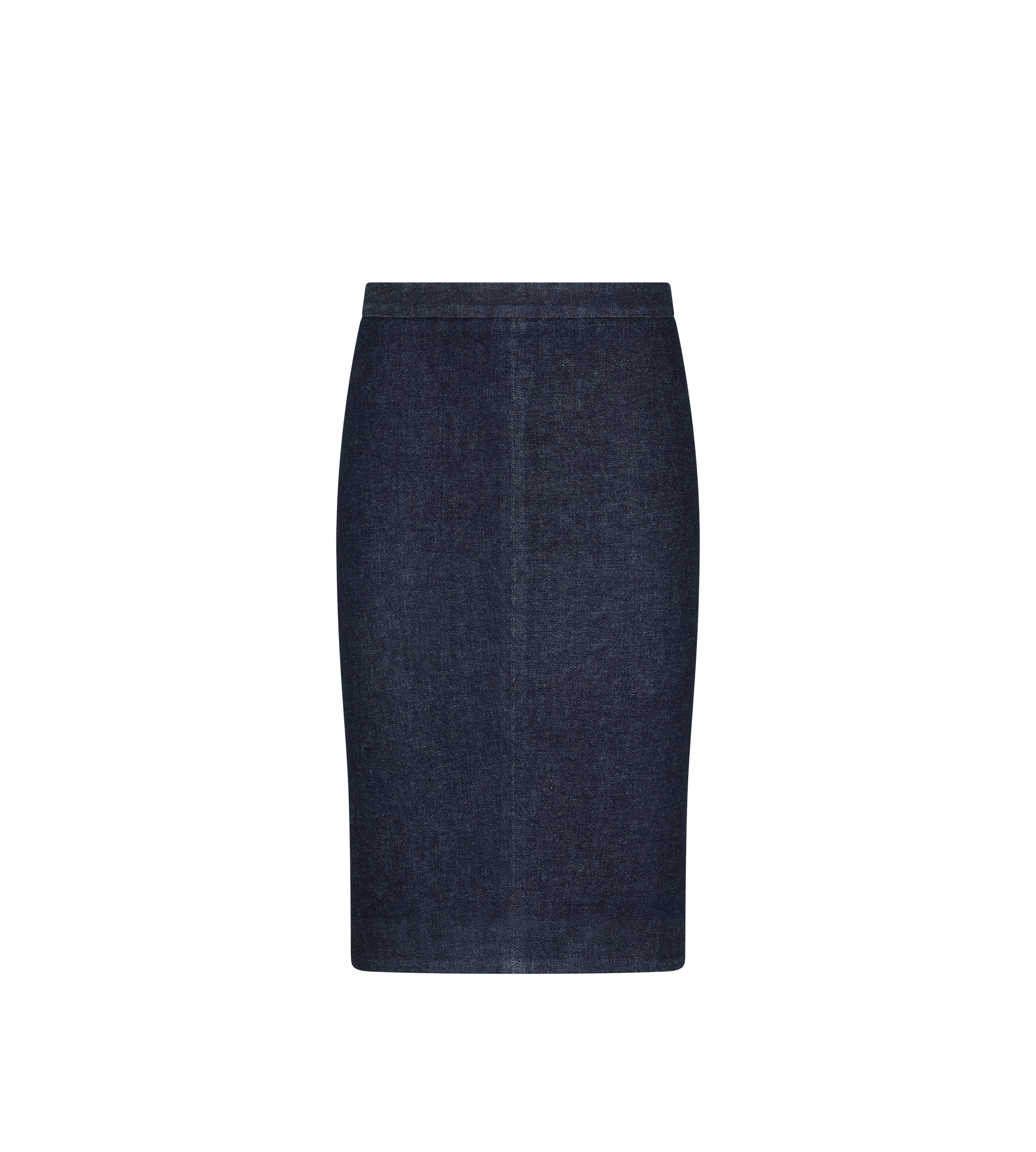 KNEE-LENGTH TAILORED DENIM SKIRT