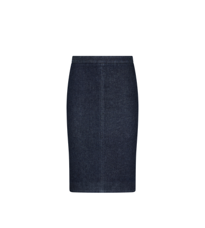 KNEE-LENGTH TAILORED DENIM SKIRT image number 0