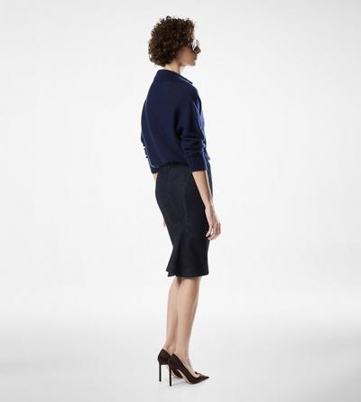 KNEE-LENGTH TAILORED DENIM SKIRT image number 2