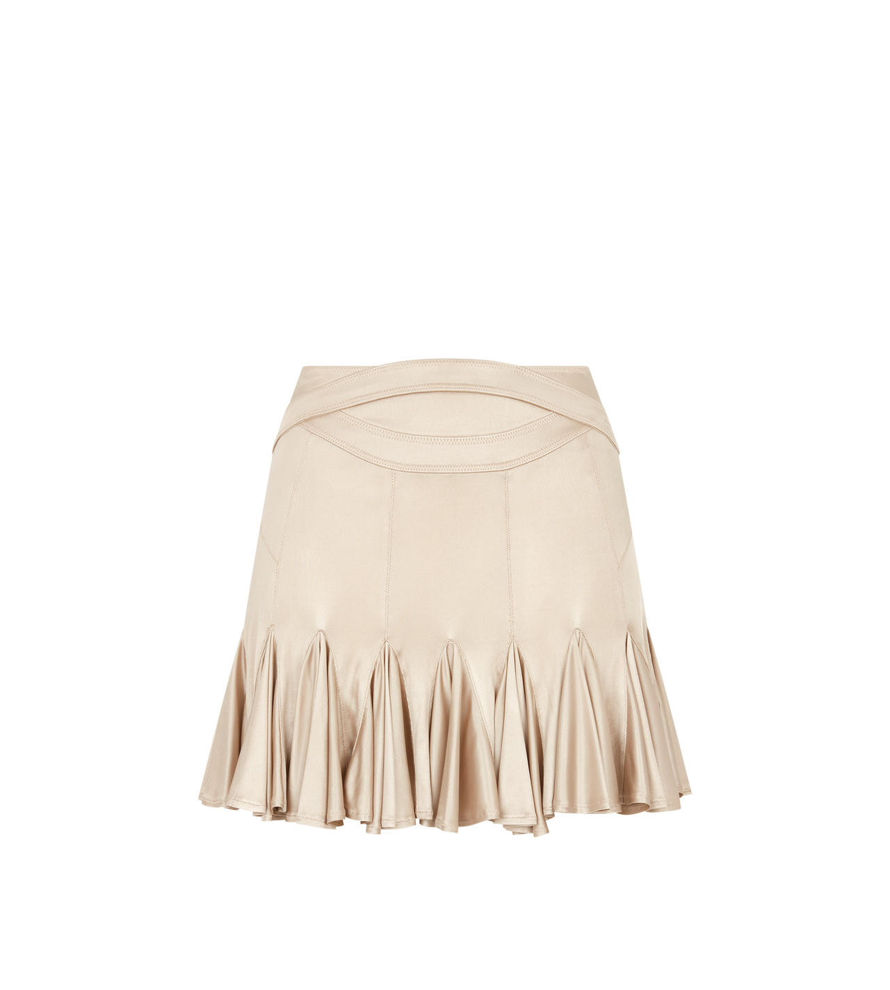 FLUID LUSTROUS VISCOSE JERSEY GODET MINI SKIRT image number 0