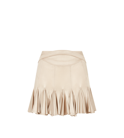 FLUID LUSTROUS VISCOSE JERSEY GODET MINI SKIRT image number 0