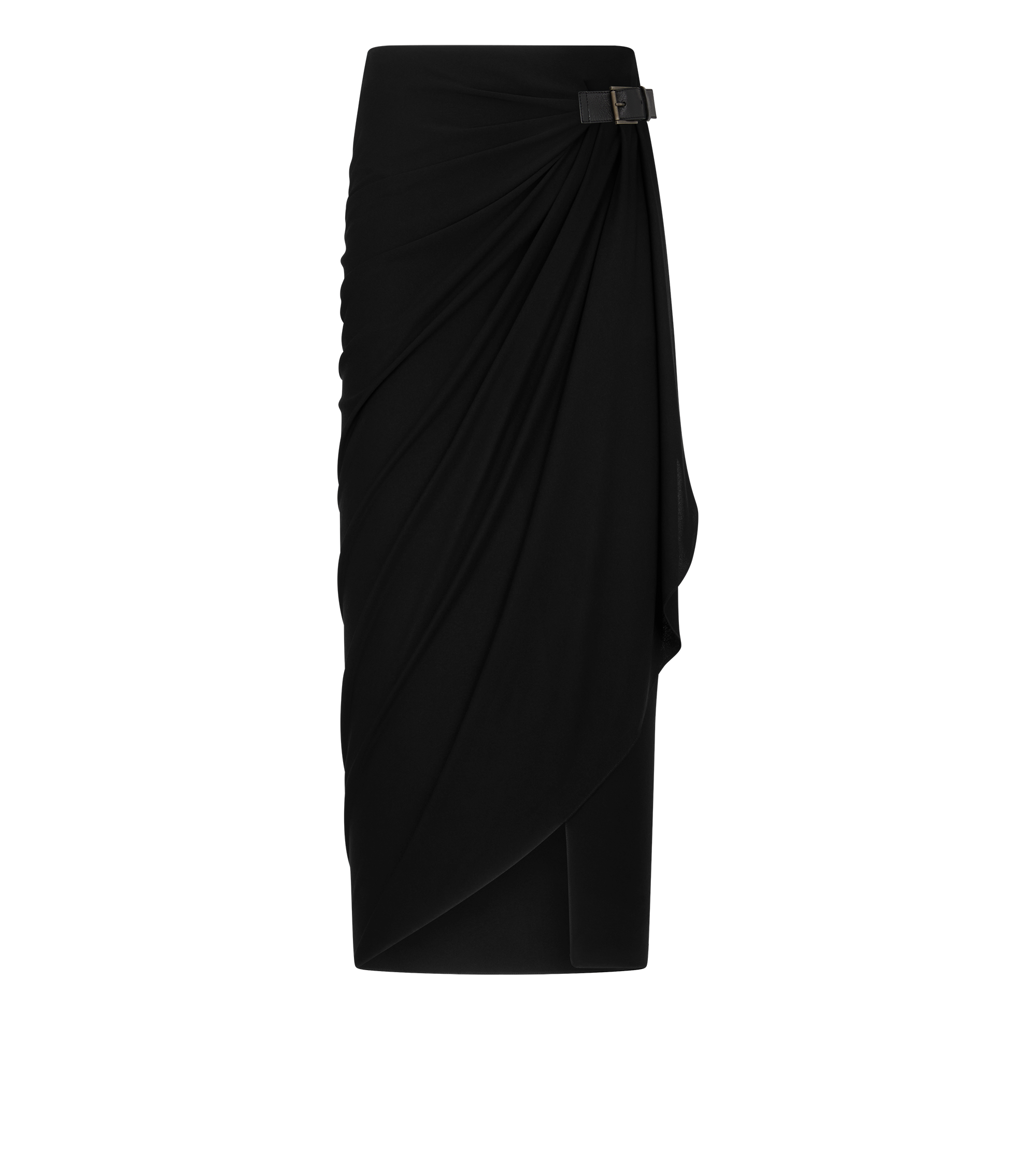 WRAP SKIRT WITH LEATHER DETAIL