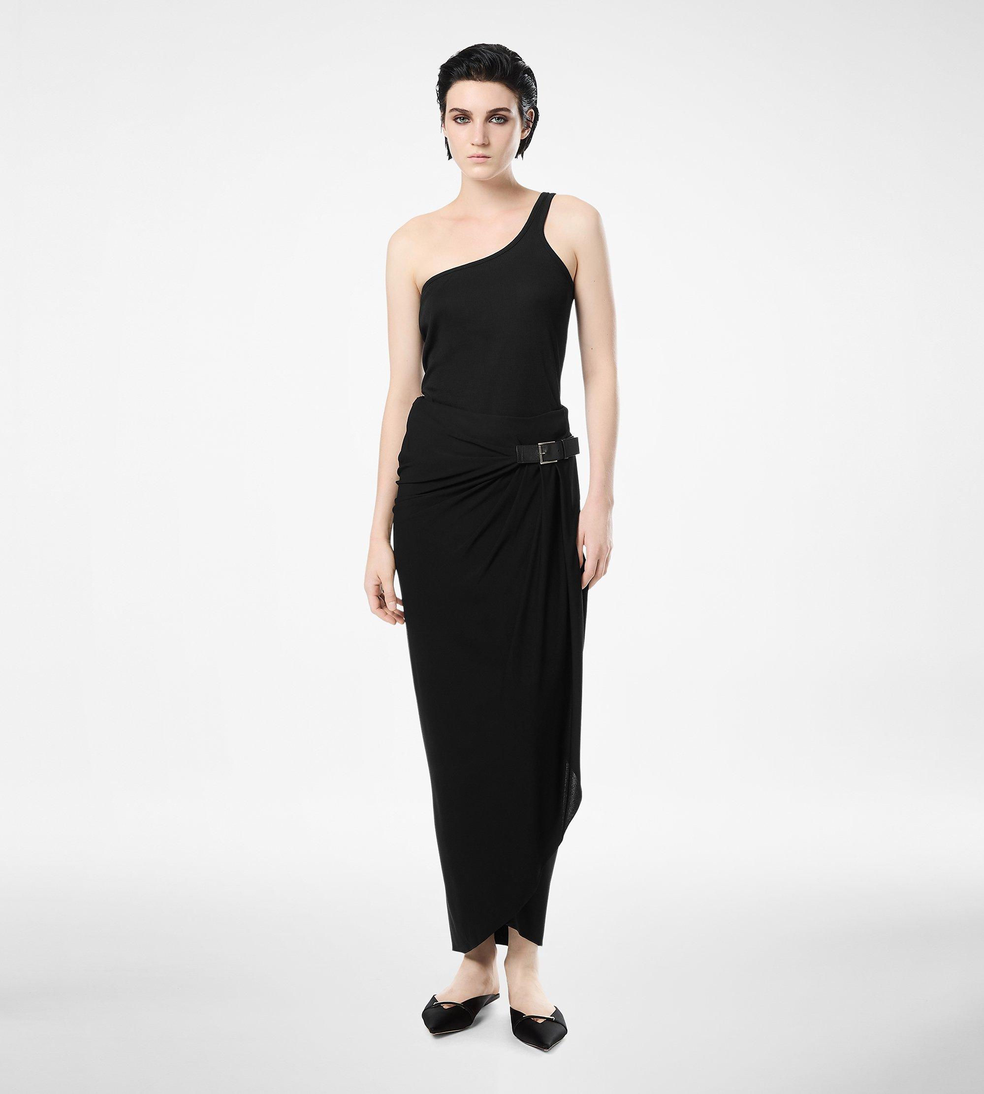 WRAP SKIRT WITH LEATHER DETAIL