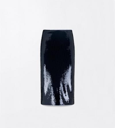 TOM FORD EMBROIDERY ROYAL BLUE + BROWN TULLE SKIRT WITH PAILLETTES EMBROIDERY