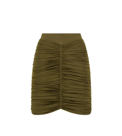 ABOVE THE KNEE GATHERED SILK SKIRT image number 0