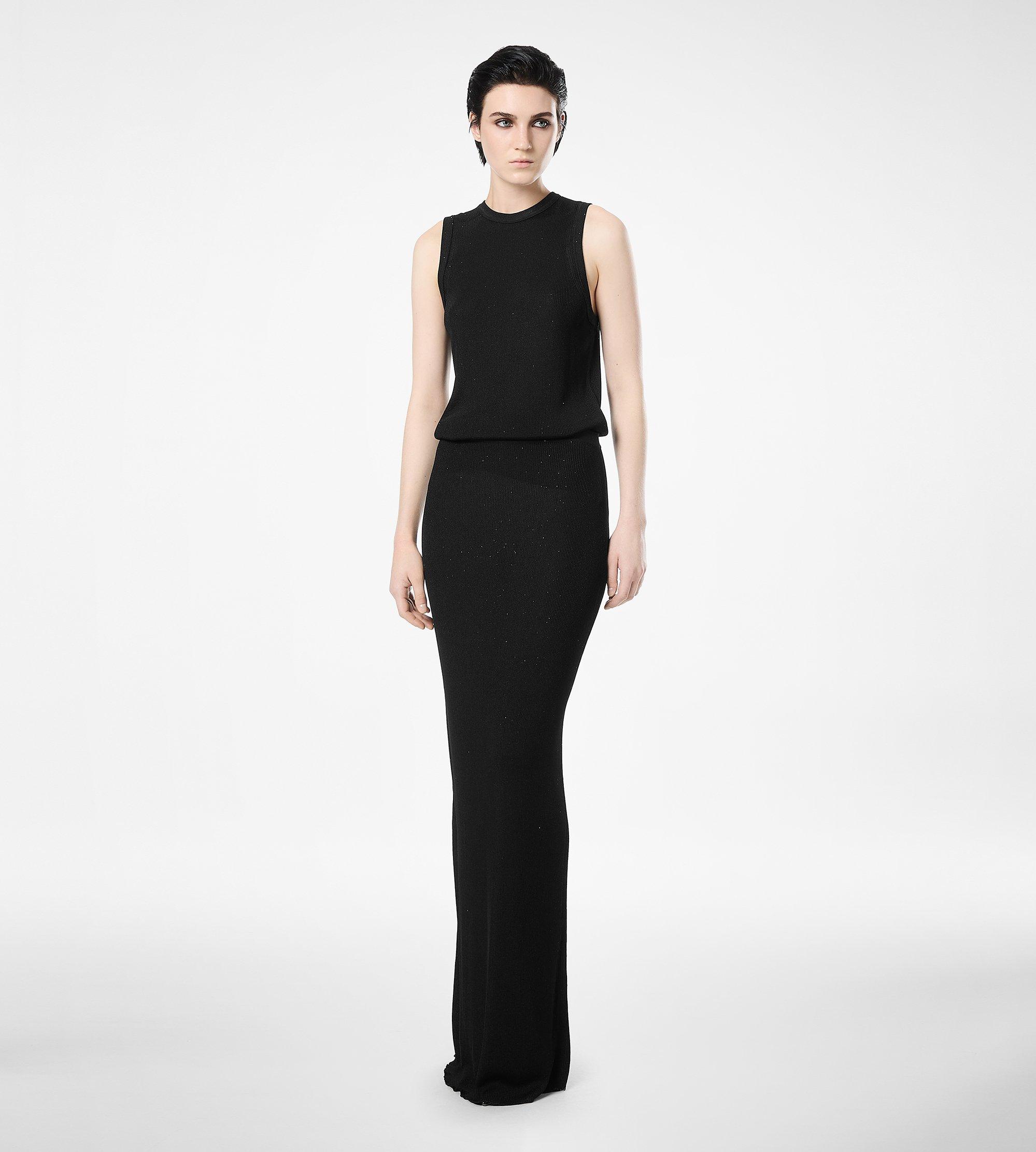 MICRO SEQUINS EMBELLISHED RIB LONG SKIRT