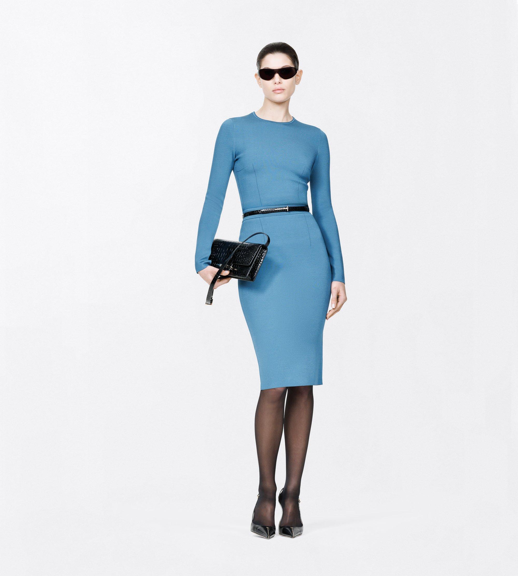 KNEE-LENGTH FITTED PENCIL SKIRT WITH SHAPING DETAILS