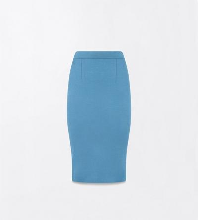 TOM FORD VISCOSE BLEND DEEP TEAL KNEE-LENGTH FITTED PENCIL SKIRT WITH SHAPING DETAILS