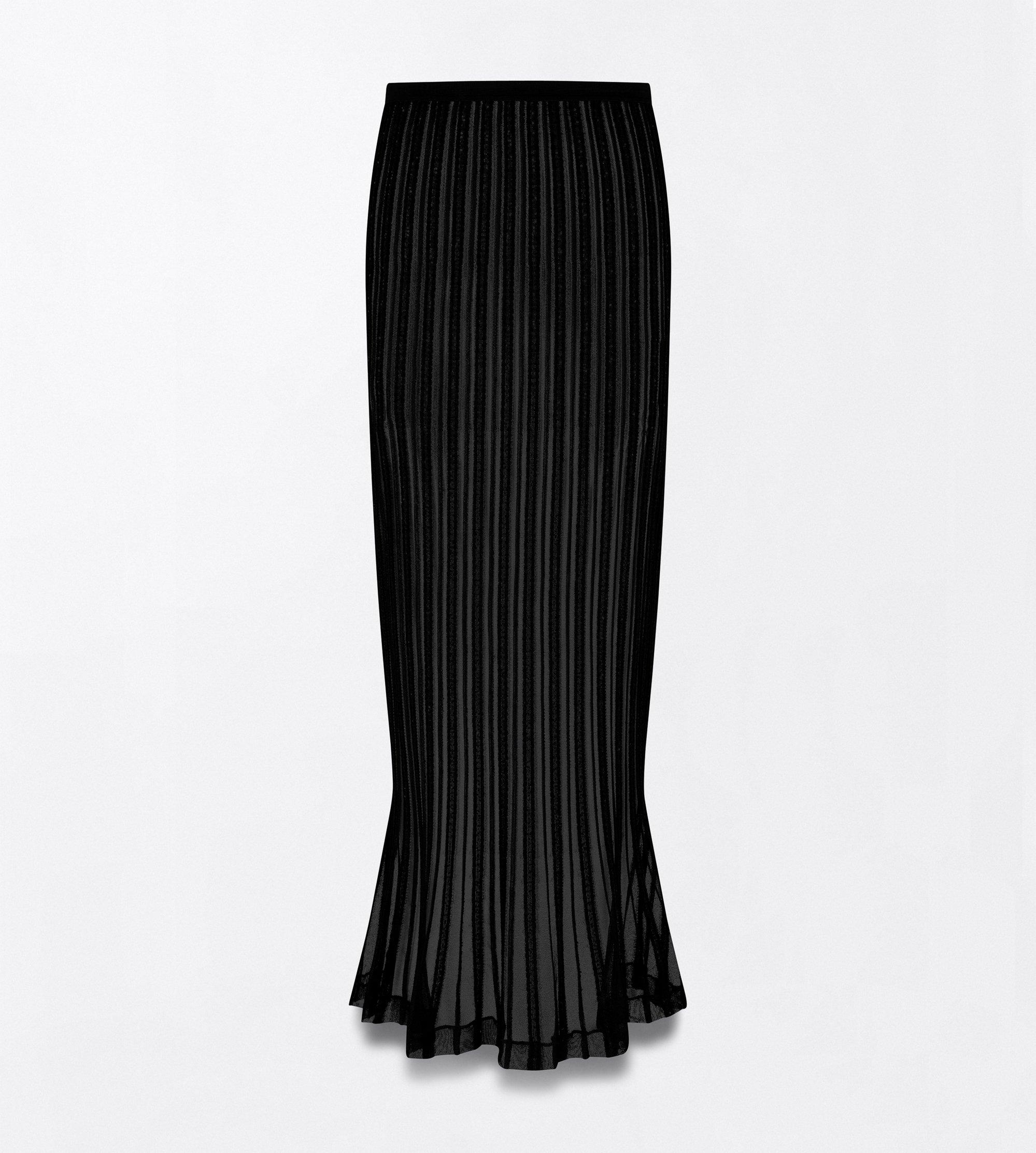 SHEER VELVET TEXTURED STRIPE WITH MICRO SEQUINS MID-LENGTH EVENING SKIRT