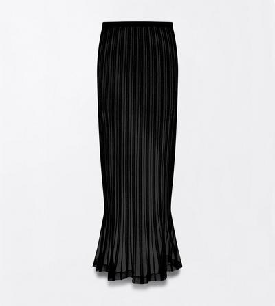 TOM FORD VELVET BLACK SHEER VELVET TEXTURED STRIPE WITH MICRO SEQUINS MID-LENGTH EVENING SKIRT