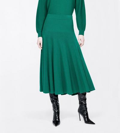 TOM FORD CASHMERE FORMAL GARDEN CASHMERE MID-LENGTH FLARE SKIRT WITH FITTED WAIST