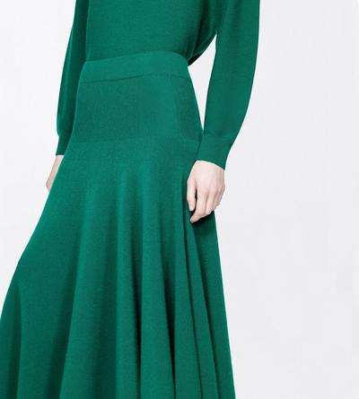 TOM FORD CASHMERE FORMAL GARDEN CASHMERE MID-LENGTH FLARE SKIRT WITH FITTED WAIST