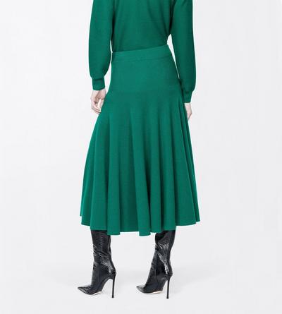 TOM FORD CASHMERE FORMAL GARDEN CASHMERE MID-LENGTH FLARE SKIRT WITH FITTED WAIST