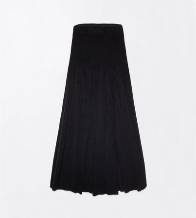 TOM FORD CASHMERE BLACK CASHMERE MID-LENGTH FLARE SKIRT WITH FITTED WAIST