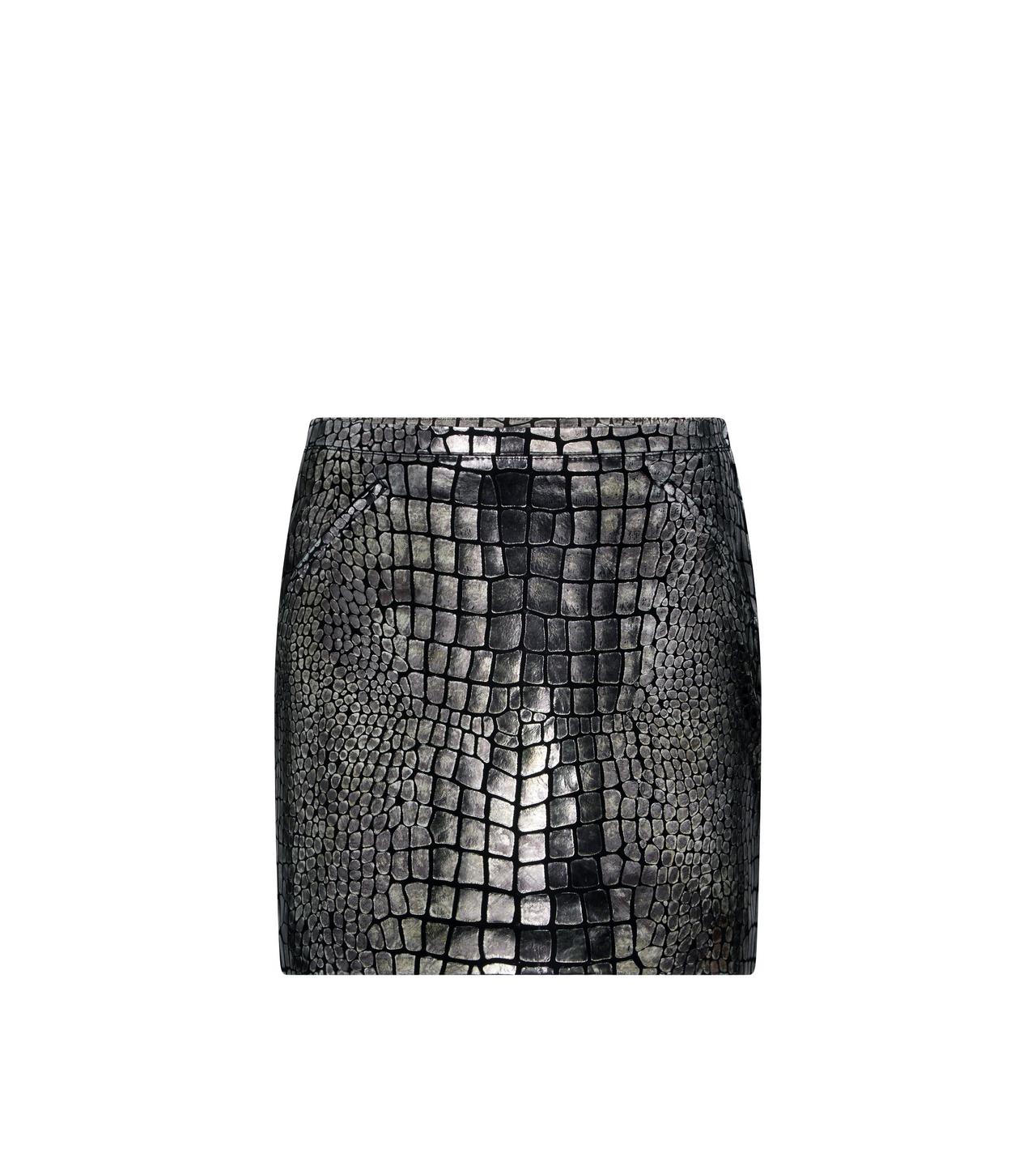 METALLIC PRINTED CROC LEATHER MINI SKIRT image number 0