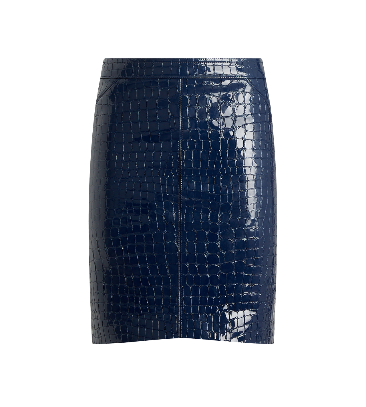 GLOSSY CROCO EMBOSSED GOAT LEATHER SKIRT image number 0